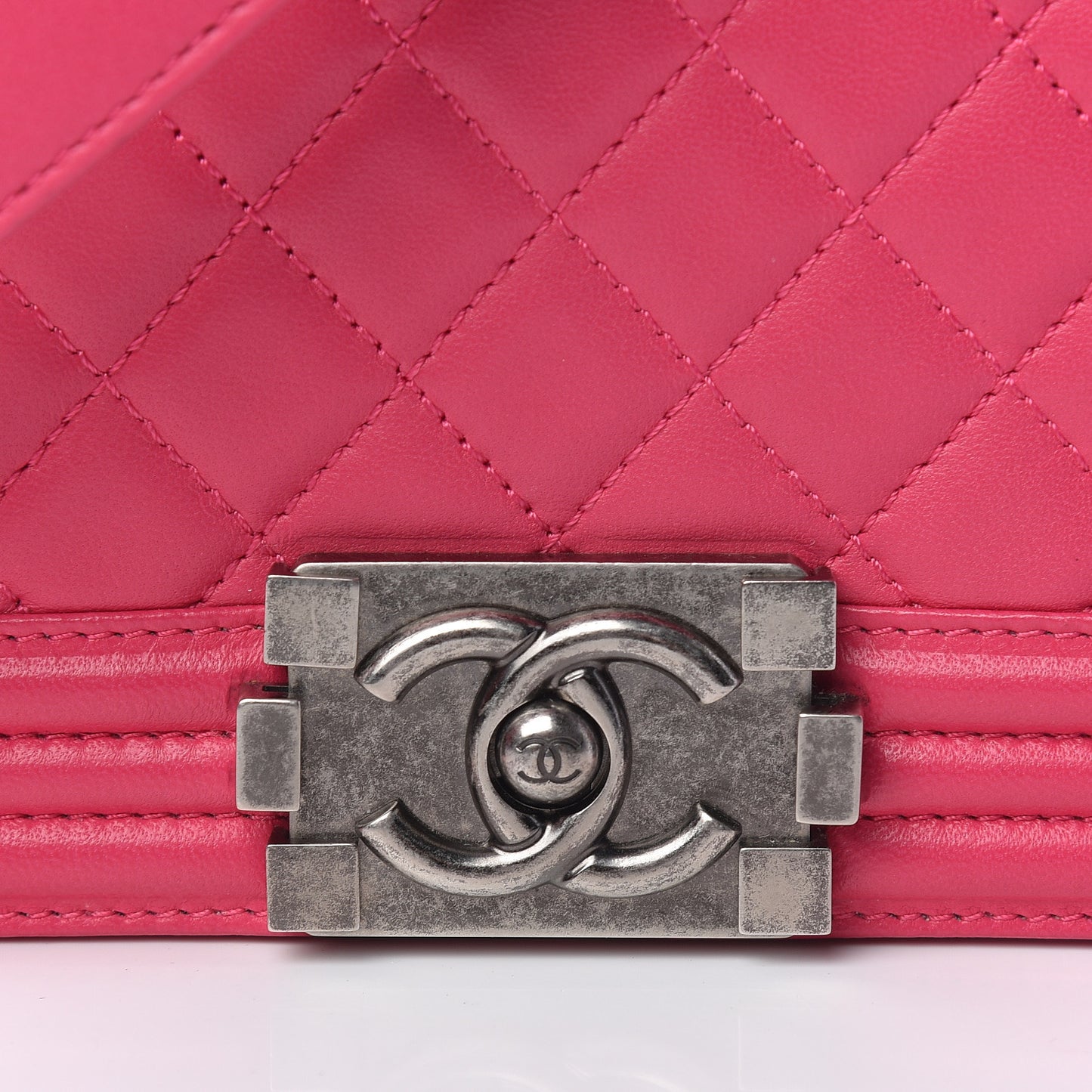 Lambskin Quilted Medium Boy Flap Dark Pink