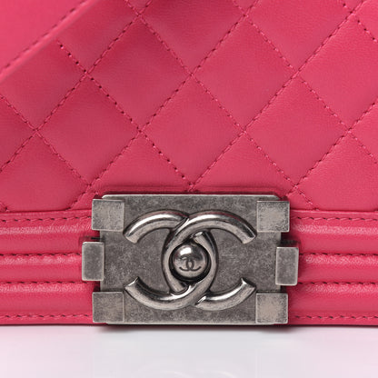 Chanel Lambskin Quilted Medium Boy Flap Dark Pink 10 of 11