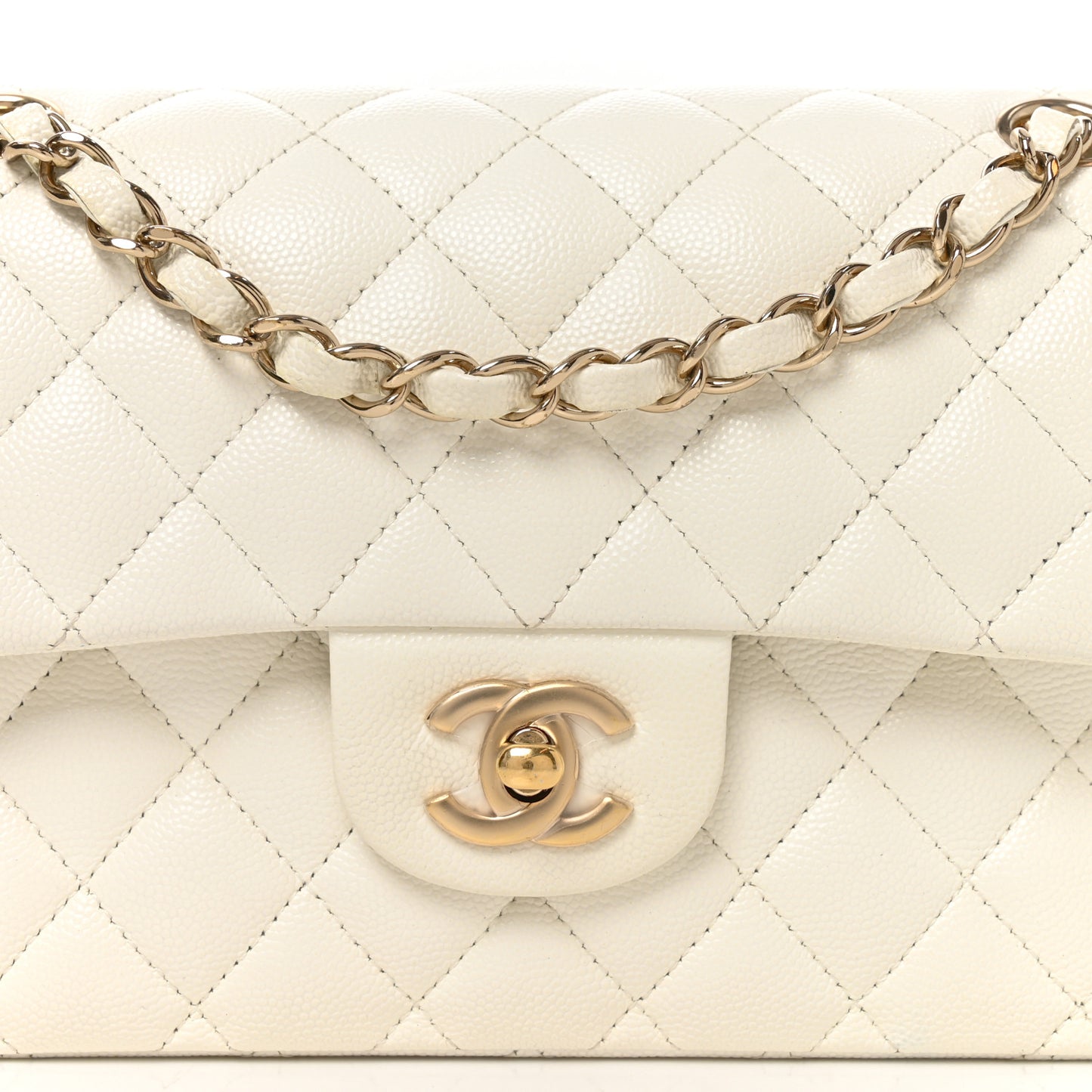 Caviar Quilted Small Double Flap White