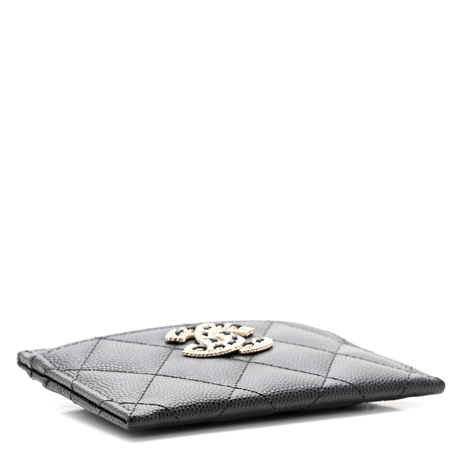 Chanel Caviar Quilted Crystal Card Holder Black 4 of 9