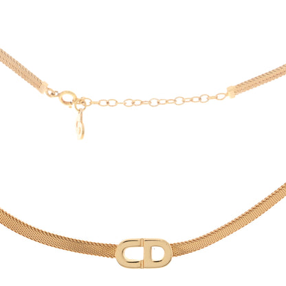 Christian Dior Metal Mesh CD Choker Necklace Gold 1 of 5