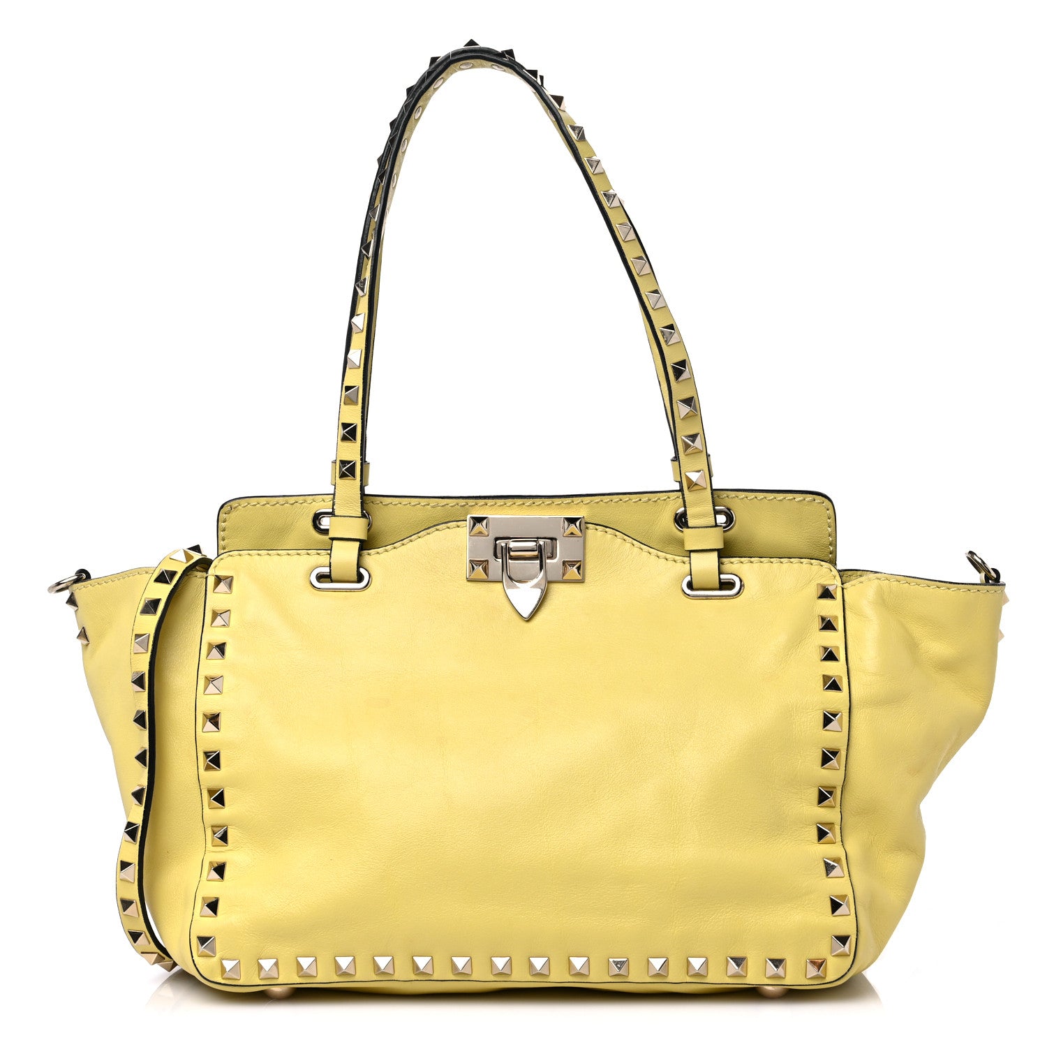 Valentino Garavani Vitello Small Rockstud Tote Water Yellow 1 of 15