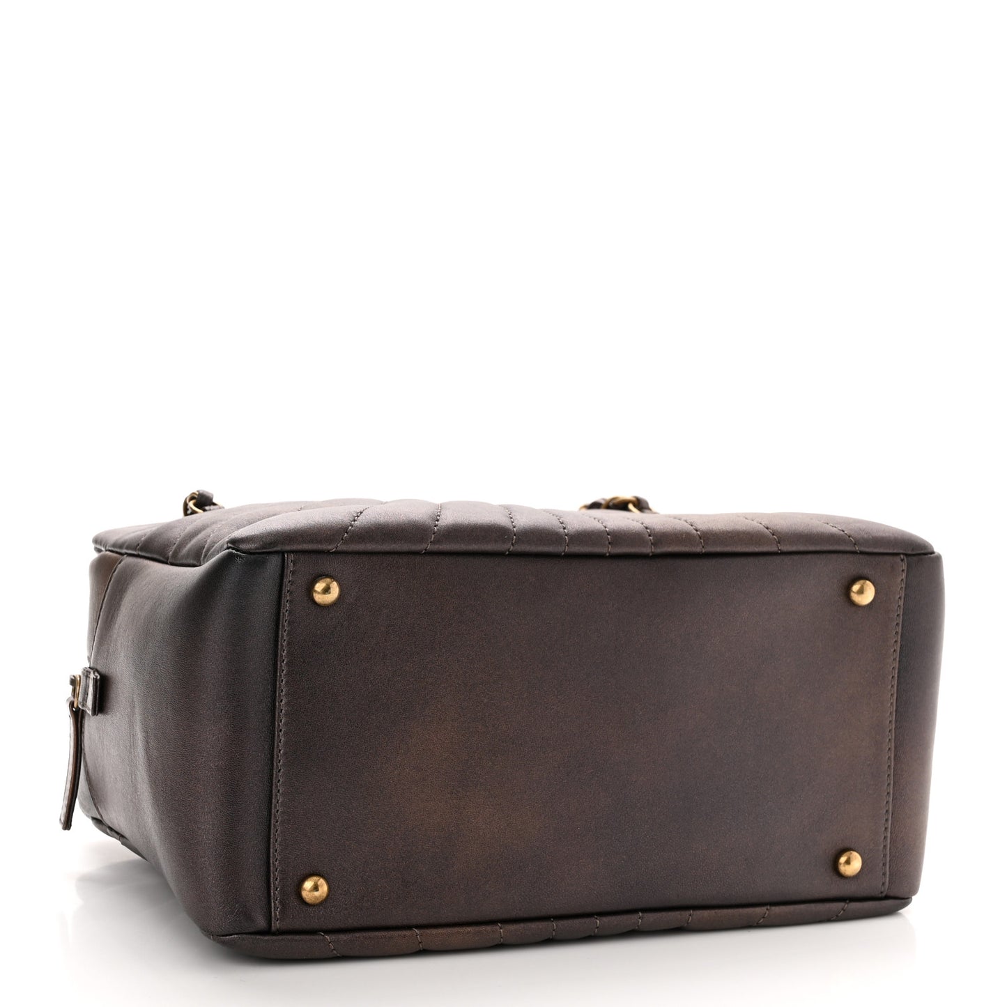 Metallic Lambskin Paris Shanghai Quilted Tote Kahki