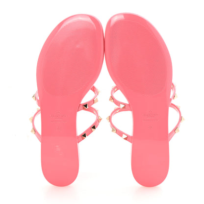 Valentino Garavani PVC Jelly Rockstud Caged Flat Thong Sandals 39 Sweet Pink 6 of 9