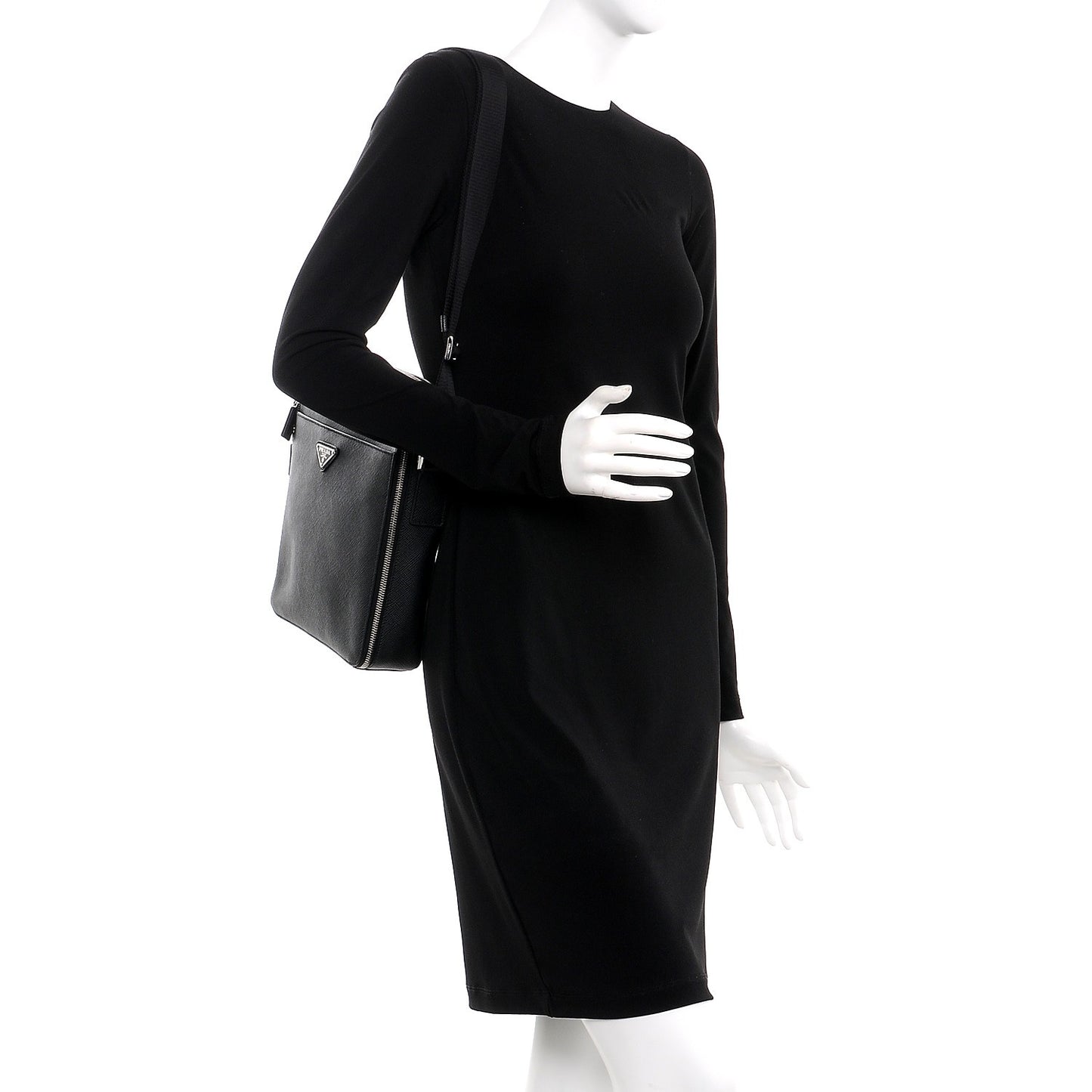 Saffiano Flat Messenger Bag Black