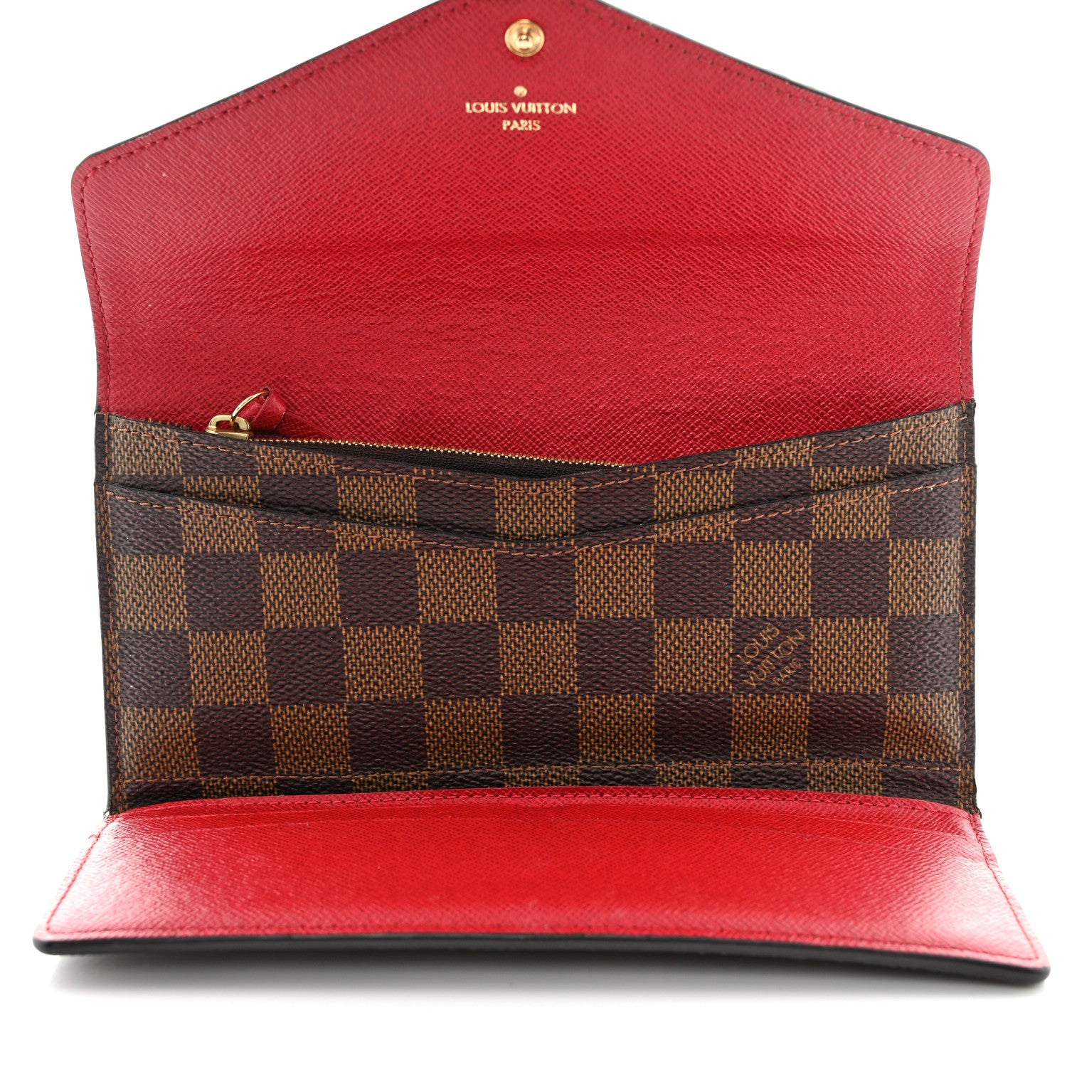 Louis Vuitton Damier Ebene Josephine Wallet Red 5 of 16