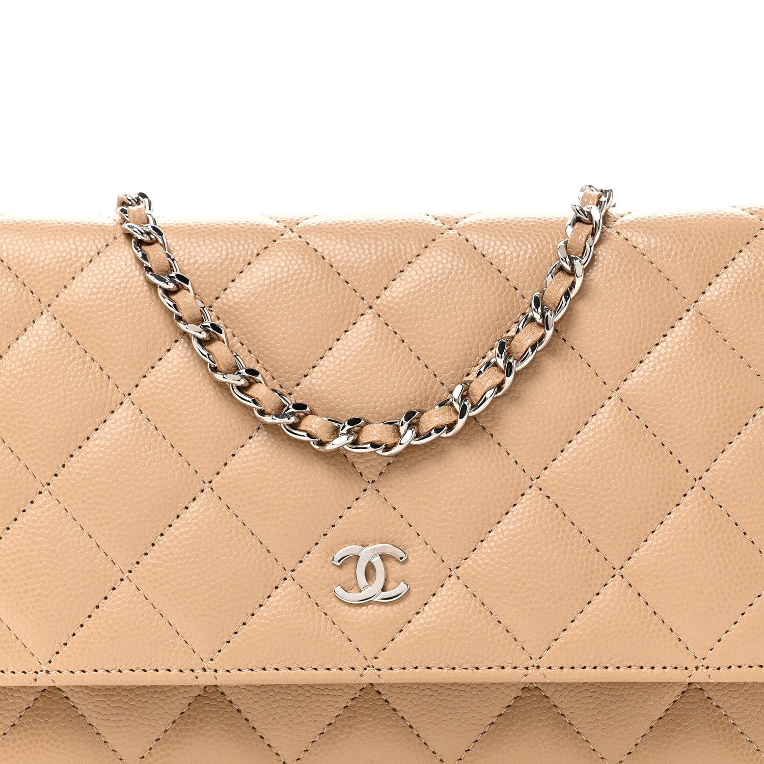 Chanel Caviar Quilted Wallet on Chain WOC Beige 9 of 11