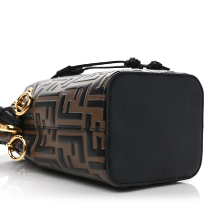 Fendi Vitello Liberty F is Fendi Bi-Color FF 1974 Embossed Mini Mon Tresor Bucket Bag Maya Black 8 of 11