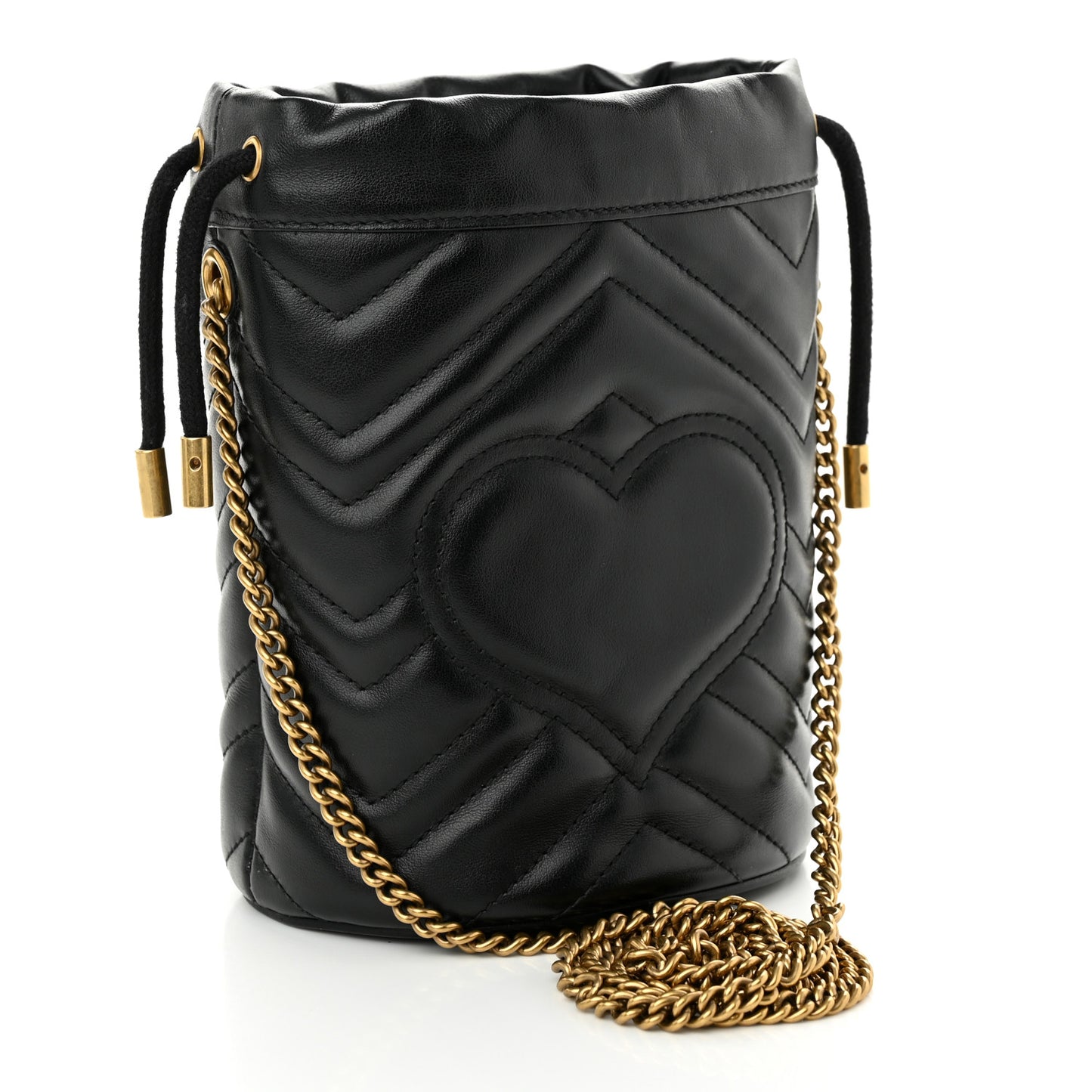 Calfskin Matelasse Mini GG Marmont 2.0 Bucket Bag Black