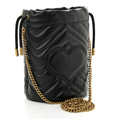 Gucci Calfskin Matelasse Mini GG Marmont 2.0 Bucket Bag Black 3 of 11