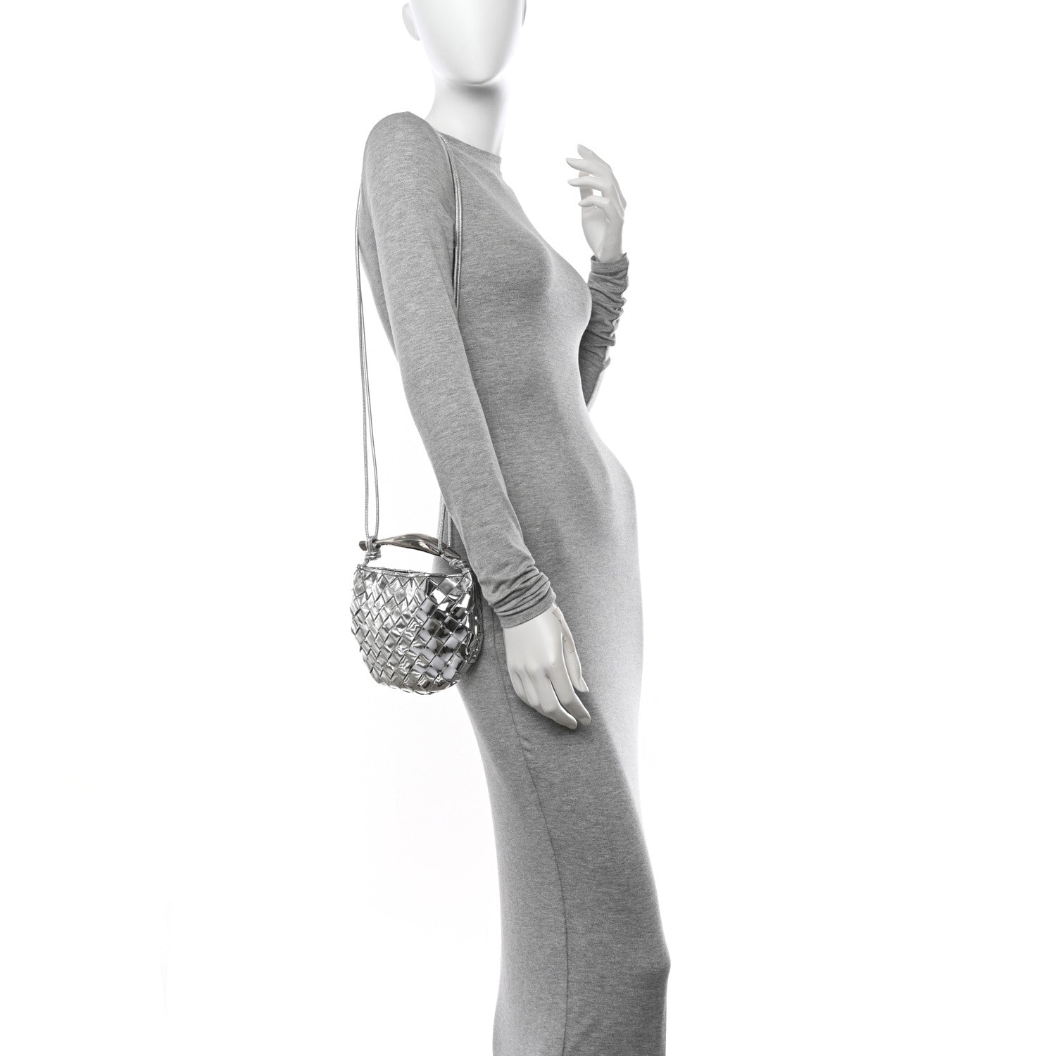 Bottega Veneta Mirror Laminated Nappa Intrecciato Mini Sardine Bag Silver 2 of 9