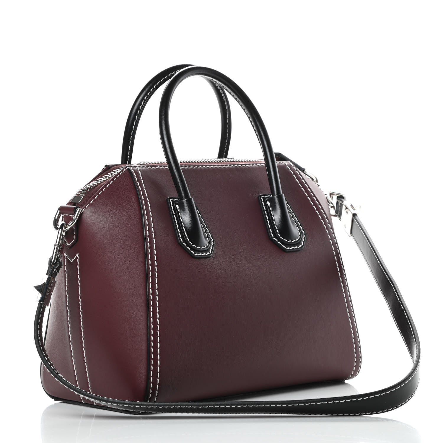 Givenchy Calfskin Small Bi-Color Topstitch Antigona Oxblood Black 3 of 10