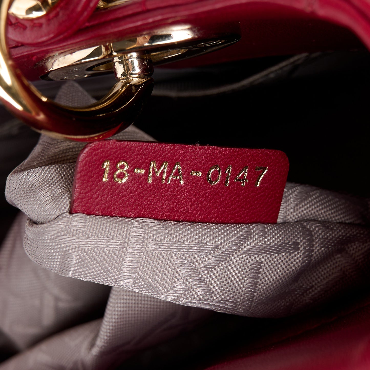 Lambskin Cannage Small Lucky Badges My Lady Dior Red