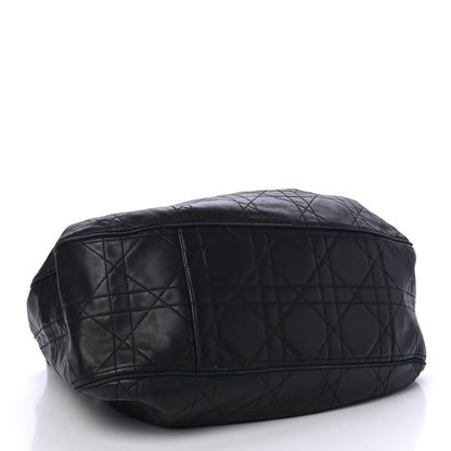 Christian Dior Lambskin Cannage Drawstring Bag Black 3 of 5