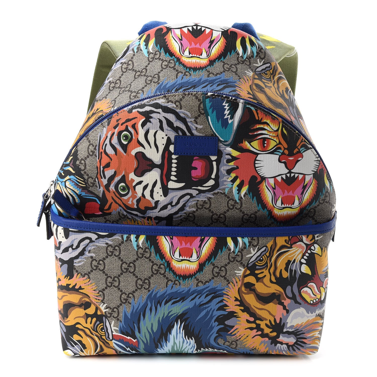 Gucci GG Supreme Monogram Animal Faces Childrens Day Backpack Beige Ebony Multicolor Electric Blue Military Fresia 1 of 8