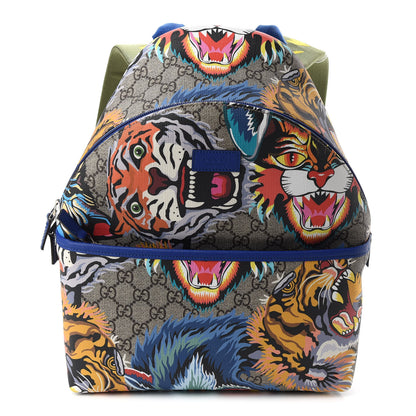 Gucci GG Supreme Monogram Animal Faces Childrens Day Backpack Beige Ebony Multicolor Electric Blue Military Fresia 1 of 8
