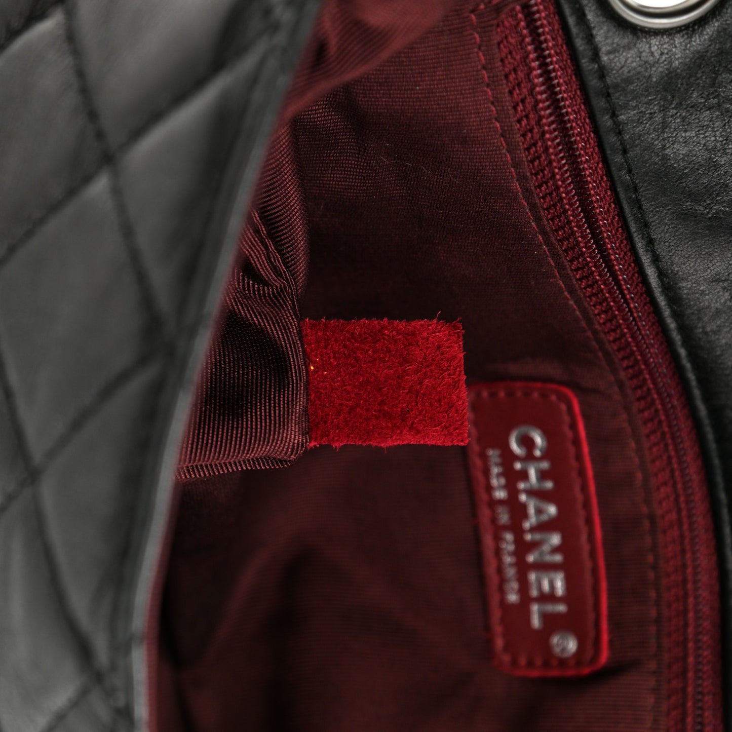 Lambskin Quilted Pile Ou Face Flap Black