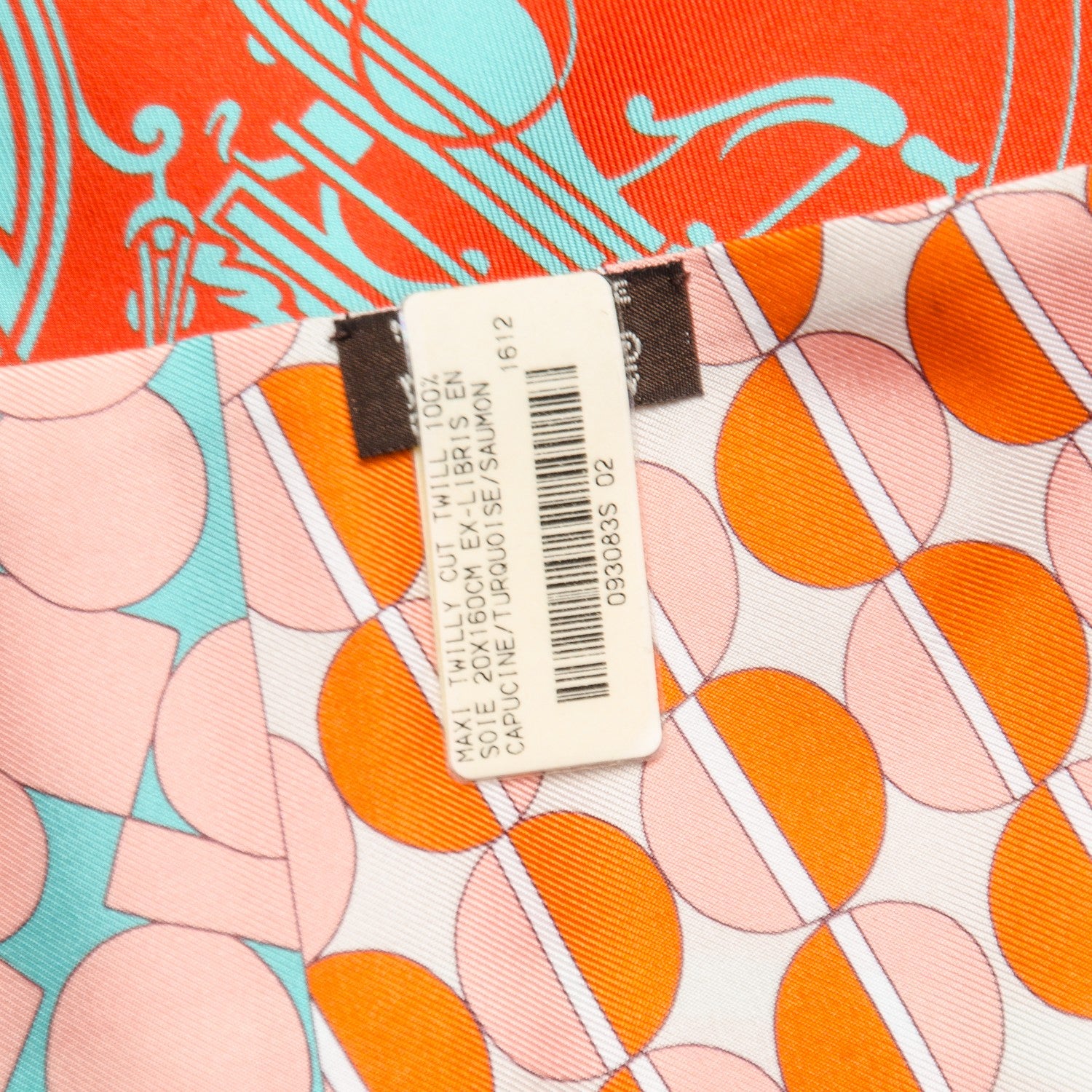 Hermes Silk Ex-Libris en Cravates Maxi Twilly Capucine Turquoise Saumon 11 of 11