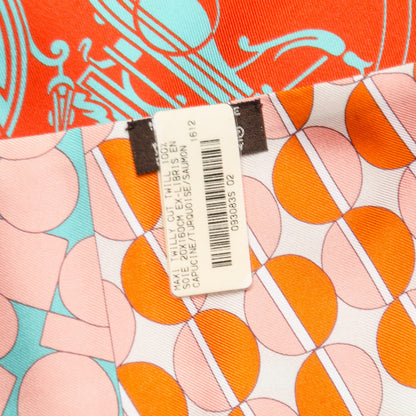 Hermes Silk Ex-Libris en Cravates Maxi Twilly Capucine Turquoise Saumon 11 of 11