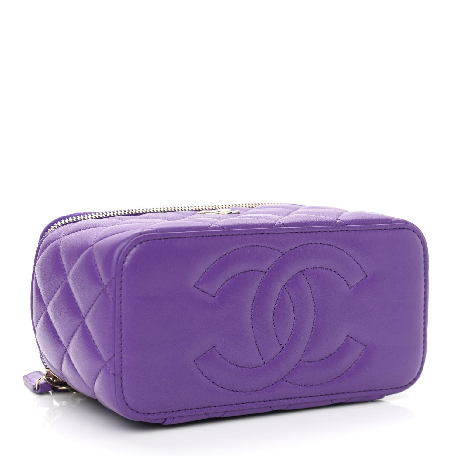 Chanel Lambskin Quilted Small Top Handle Vanity Case With Chain Purple 3 of 9