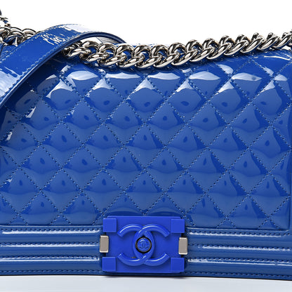 Chanel Patent Calfskin Quilted Medium Plexiglass Boy Flap Blue 7 of 14