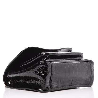 Saint Laurent Patent Crocodile Embossed Lambskin Monogram Baby Niki Chain Satchel Black 4 of 8