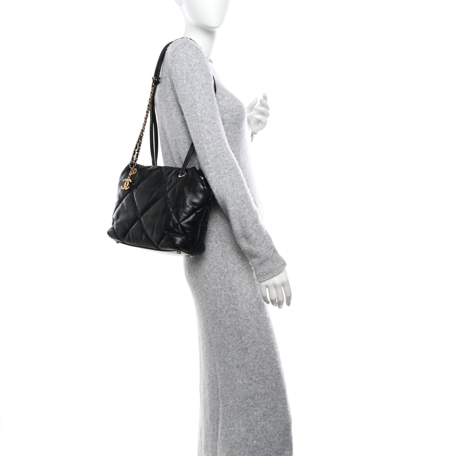 Chanel Lambskin Quilted Medium Bowling Bag Black 2 of 14