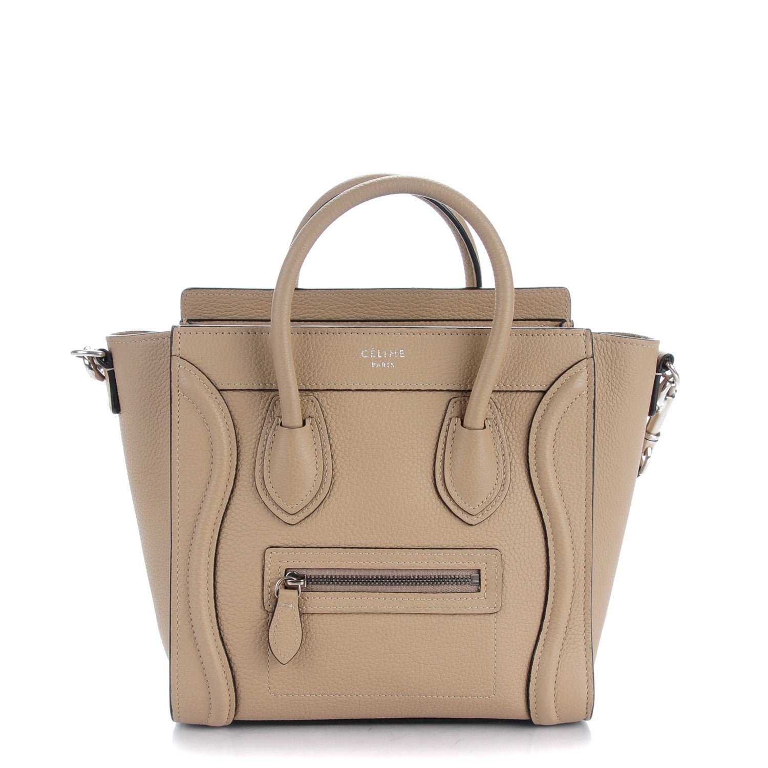 Celine Drummed Calfskin Nano Luggage Dune 1 of 8