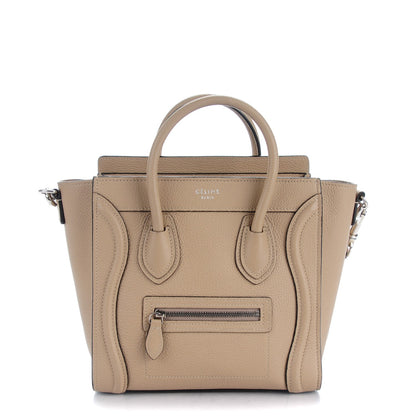 Celine Drummed Calfskin Nano Luggage Dune 1 of 8