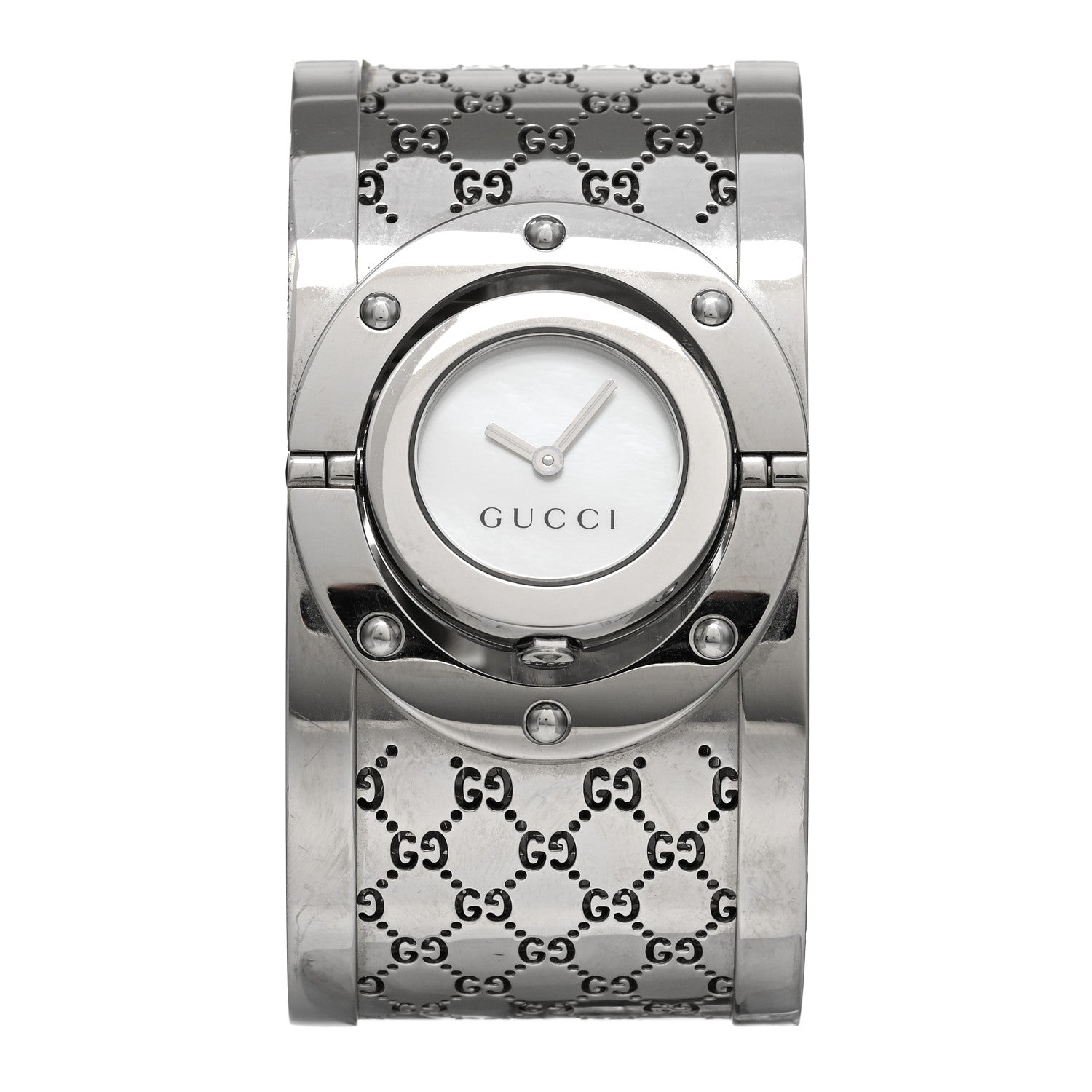 Gucci Stainless Steel Mother of Pearl 33mm Twirl Quartz Watch 1 of 4