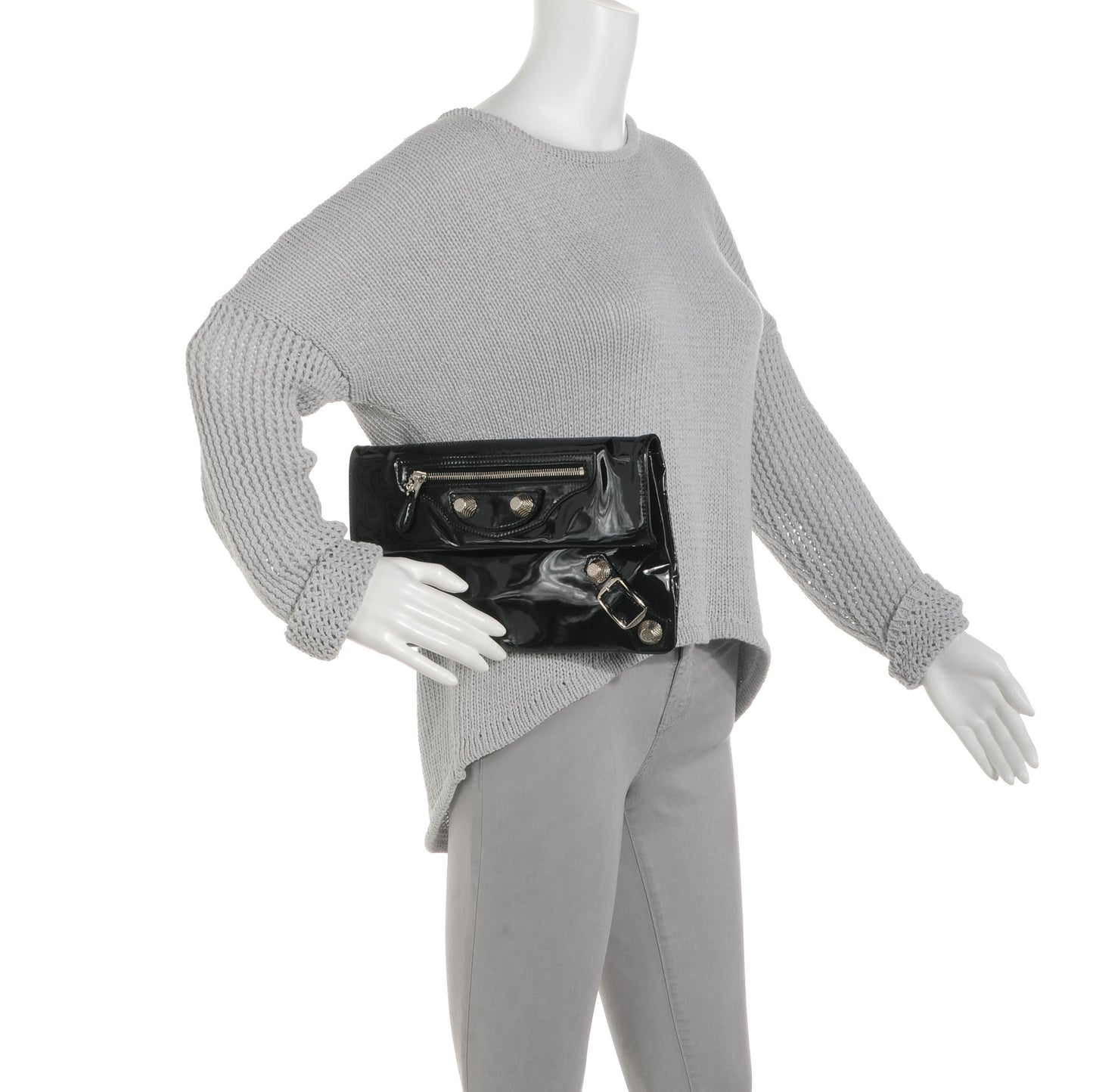 Patent Giant Envelope Clutch Black