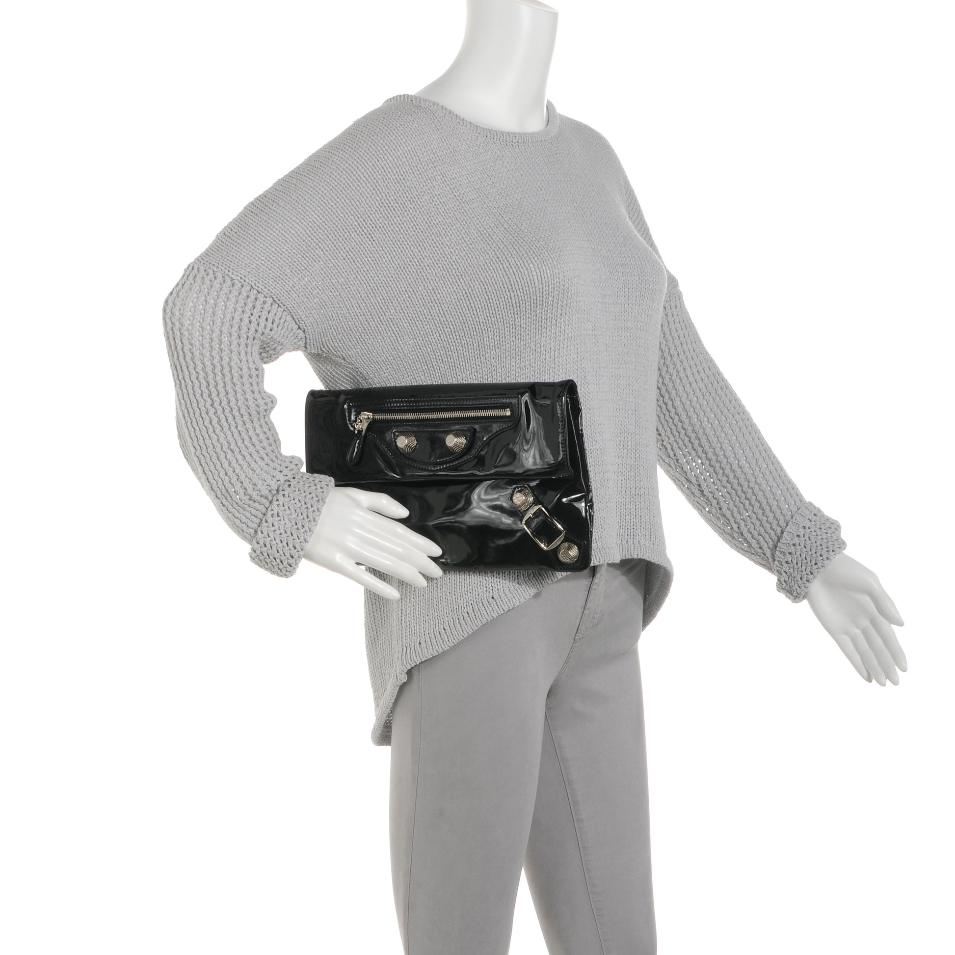 Balenciaga Patent Giant Envelope Clutch Black 2 of 7