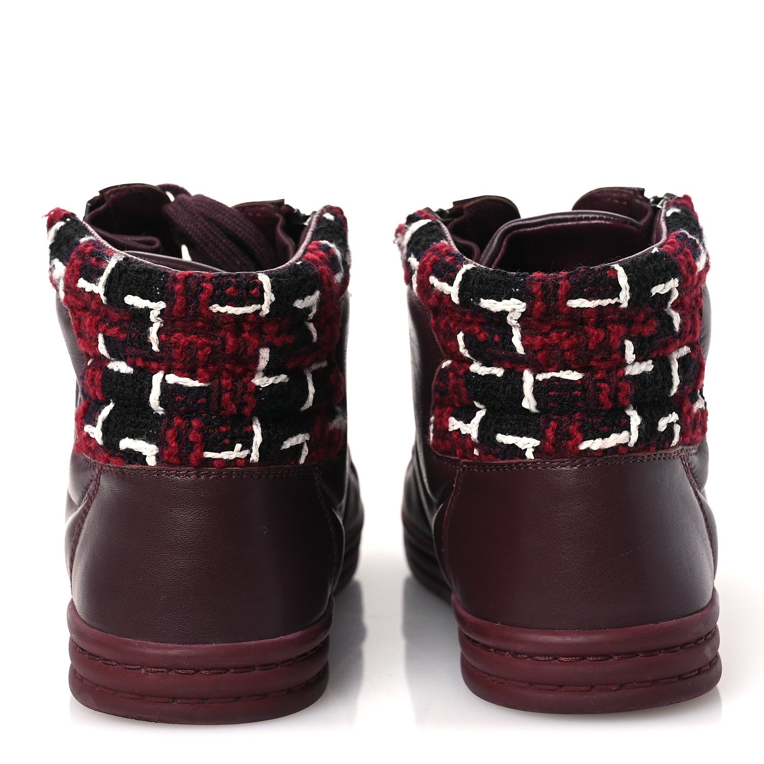 Chanel Lambskin Zipped Chain CC Sneakers 38.5 Burgundy 1888839