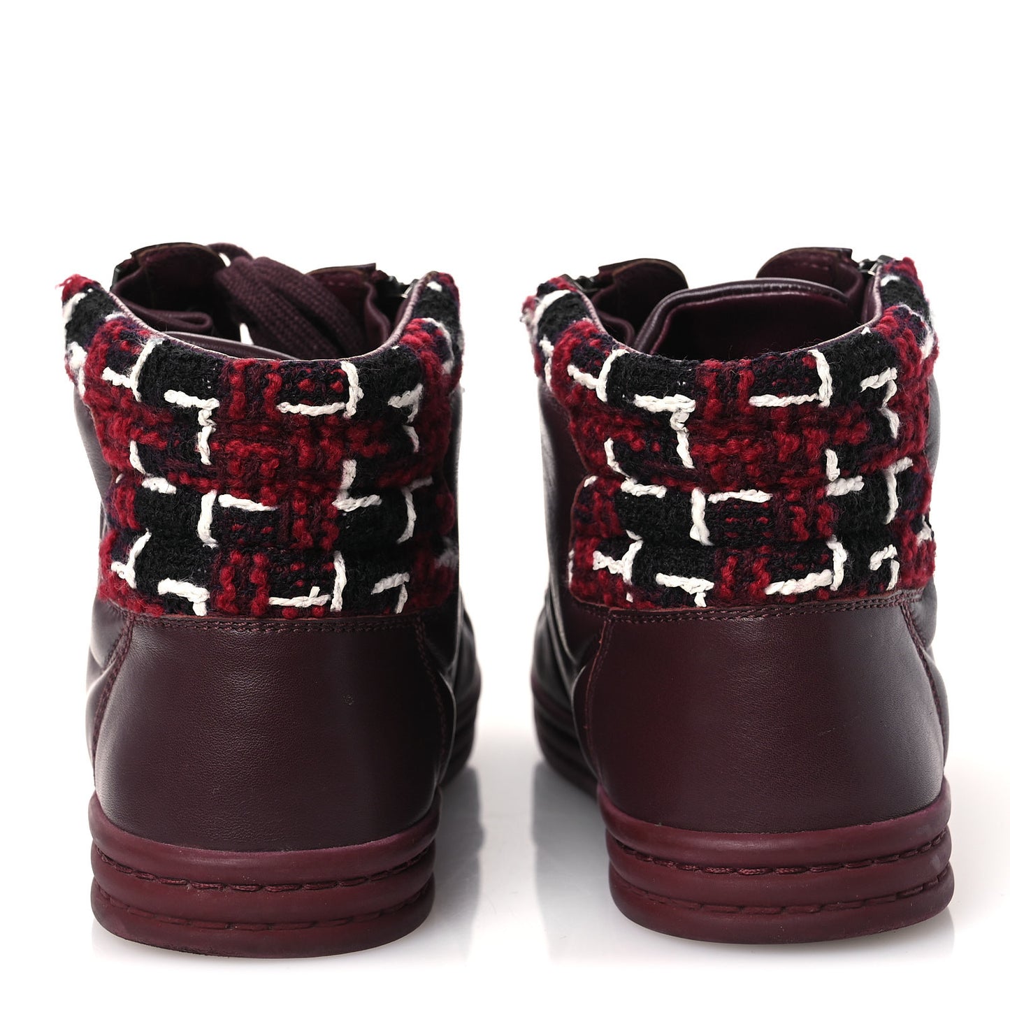 Lambskin Zipped Chain CC Sneakers 38.5 Burgundy