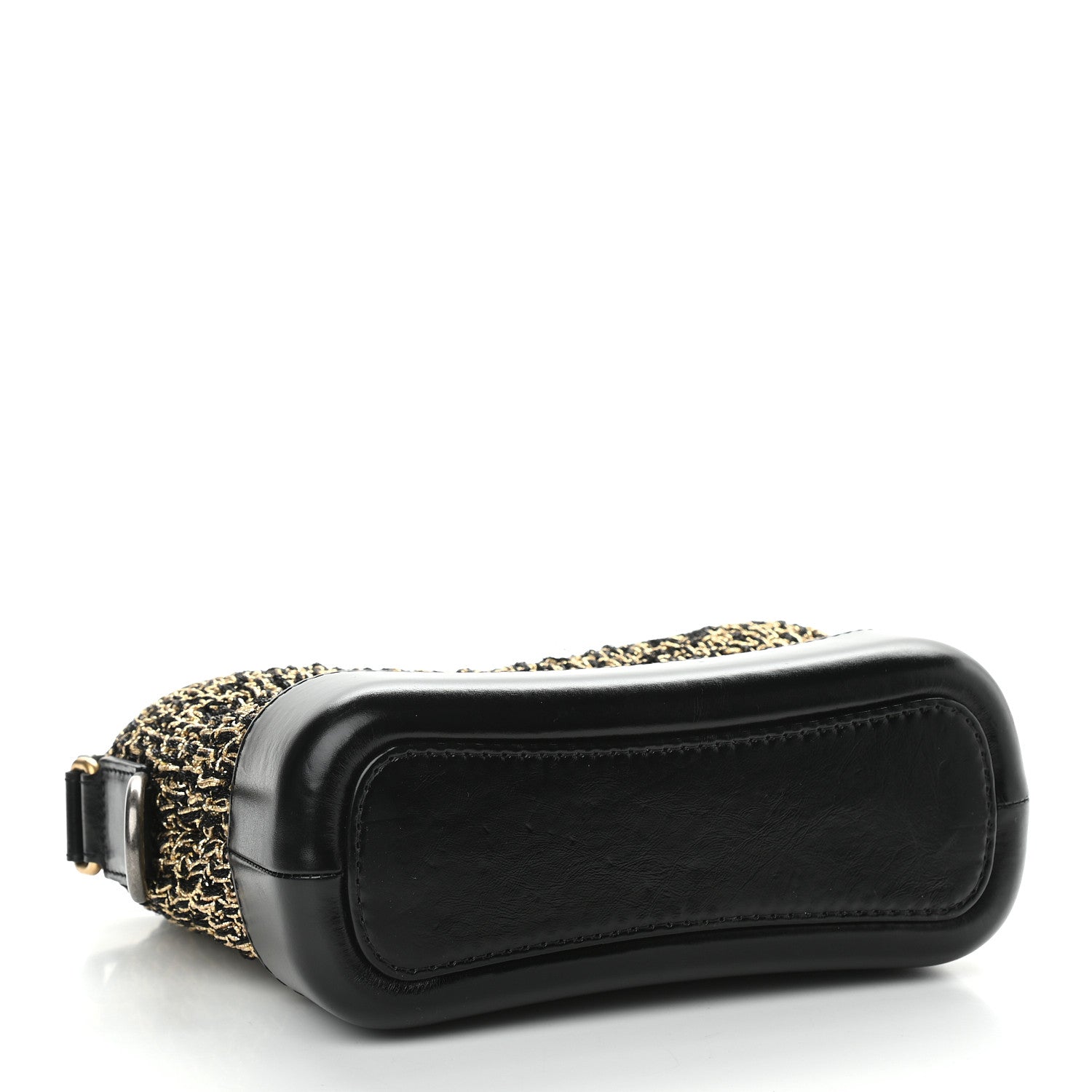 Chanel Tweed Calfskin Quilted Small Gabrielle Hobo Black Gold 5 of 9