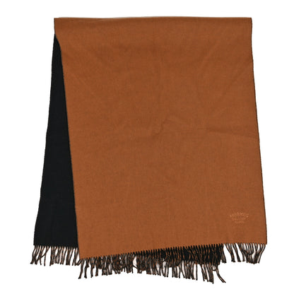Hermes Cashmere Fringe Double Face Scarf Marine Bronze 2 of 3