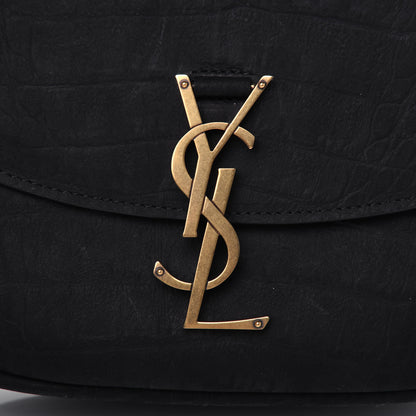 Saint Laurent Crocodile Embossed Monogram Nubuck Medium Kaia Satchel Black 12 of 12