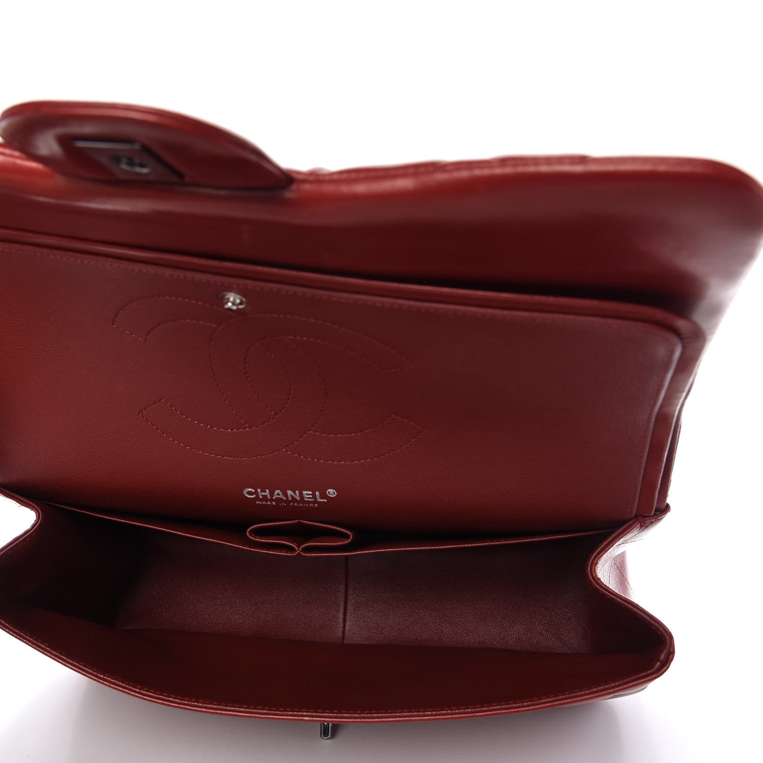 Chanel Lambskin Quilted Jumbo Double Flap Dark Red 5 of 10