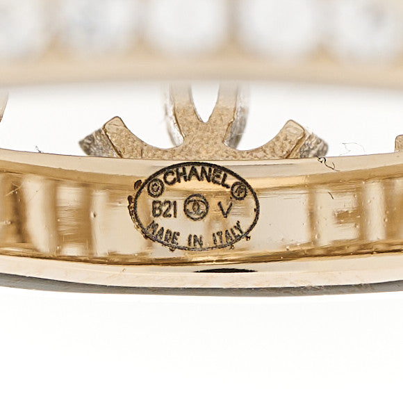 Chanel Metal Crystal Bow-tiful CC Logo Ring 7.25 55 Gold 3 of 3