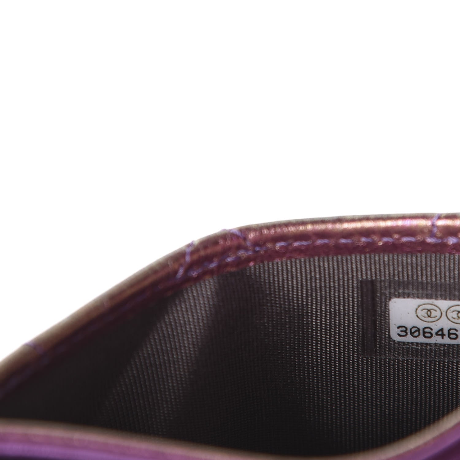 Chanel Iridescent Lambskin Quilted Card Holder Purple 8 of 9