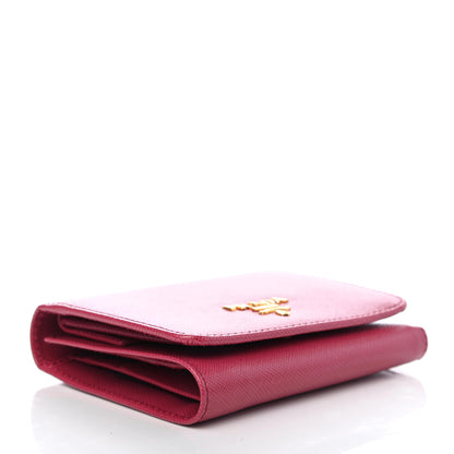 Prada Saffiano Metal Tri-Fold Wallet Peonia 3 of 4