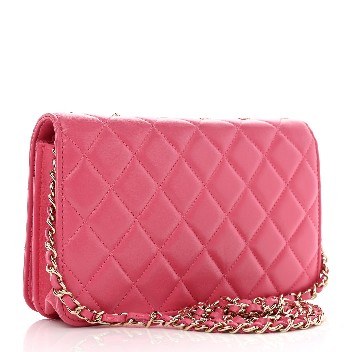 Lambskin Quilted All About Chanel Wallet On Chain WOC Pink