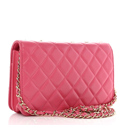 Chanel Lambskin Quilted All About Chanel Wallet On Chain WOC Pink 3 of 13