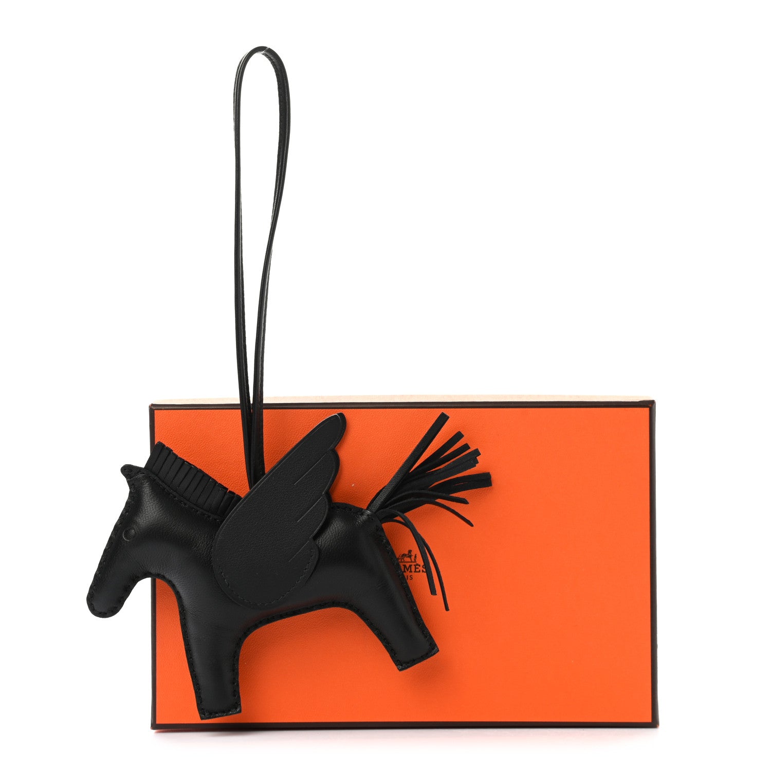 Hermes Milo Lambskin Grigri Rodeo Pegase Horse Bag Charm MM So Black 5 of 5