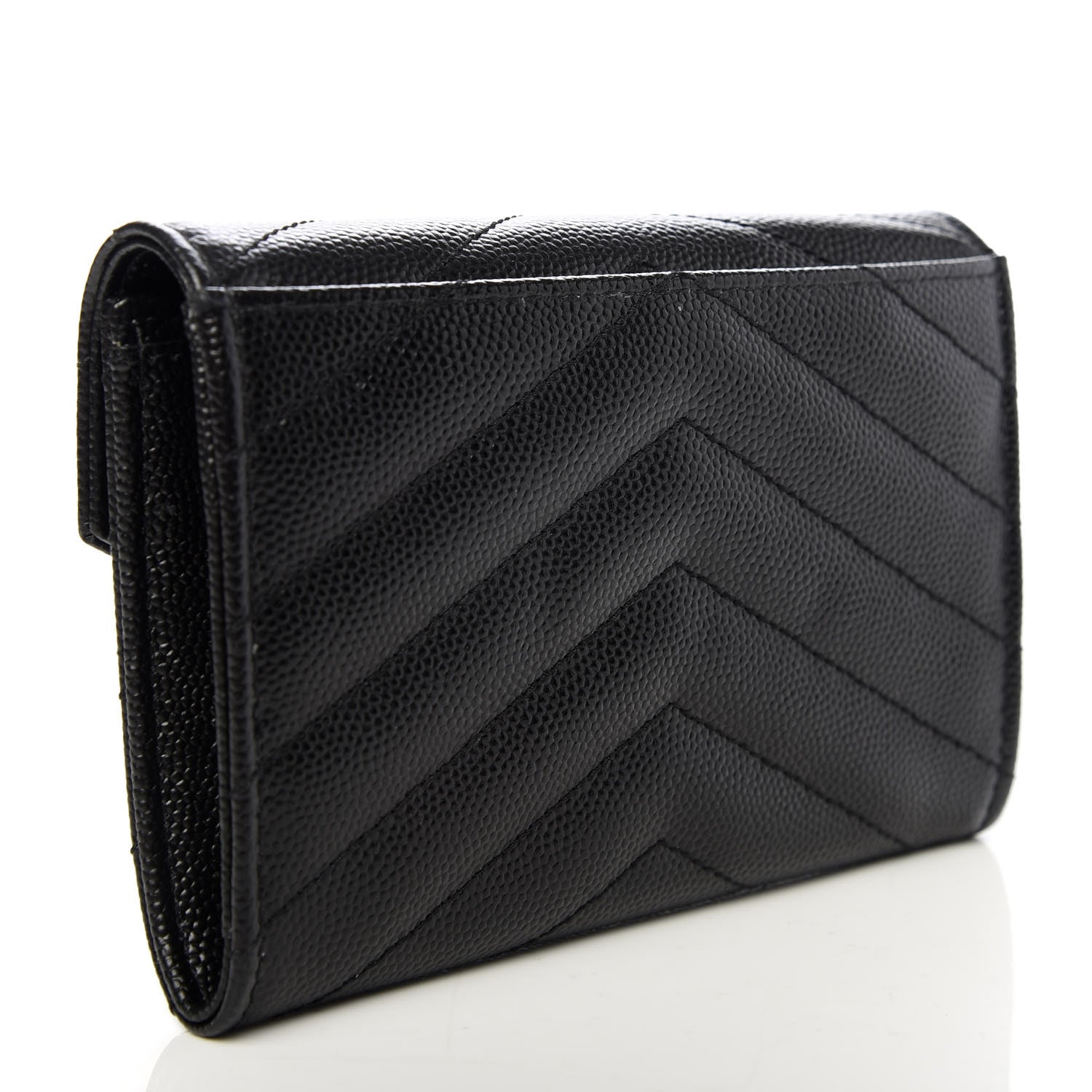Saint Laurent Grain De Poudre Matelasse Chevron Small Monogram Envelope Wallet Black 3 of 6