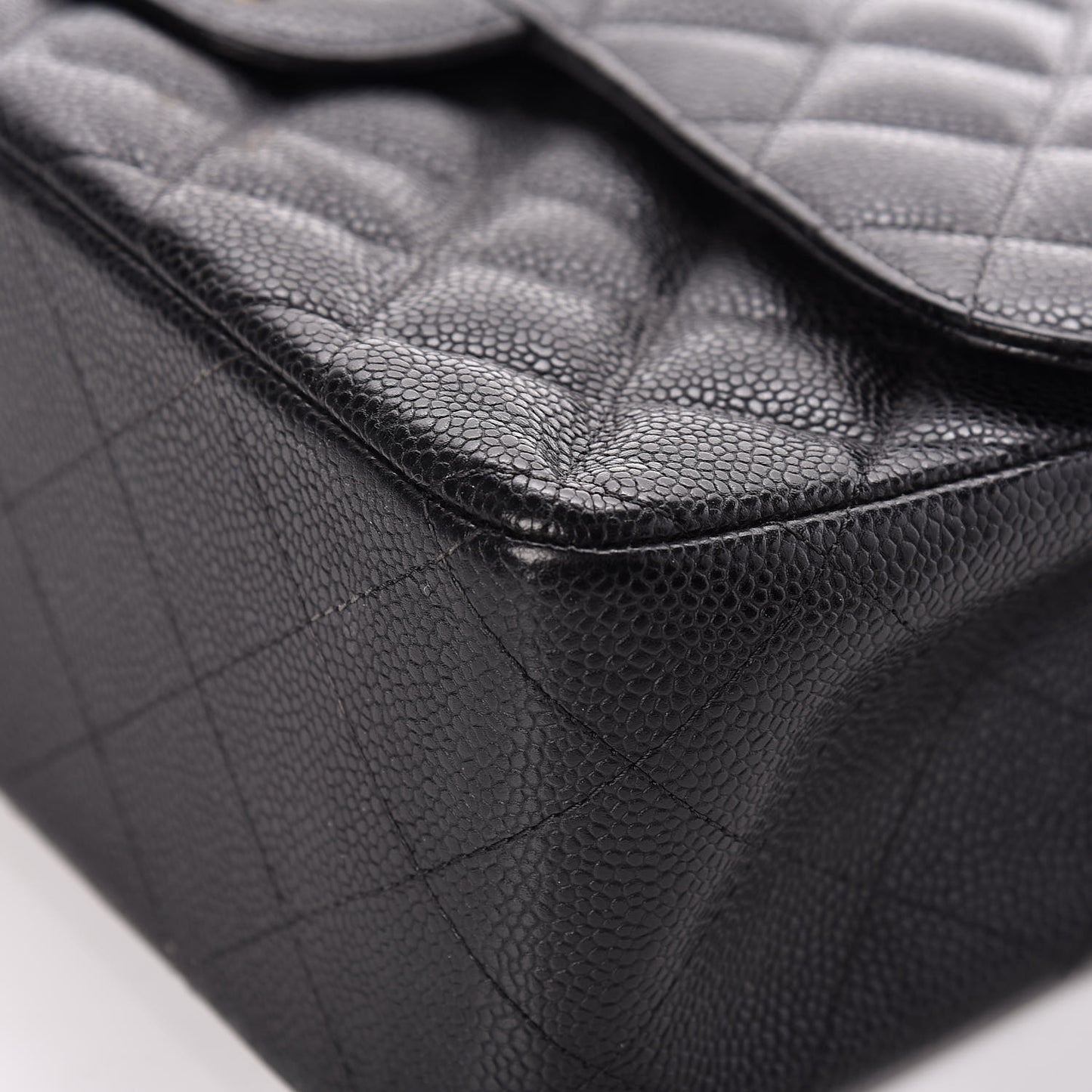 Caviar Quilted Jumbo Double Flap Black