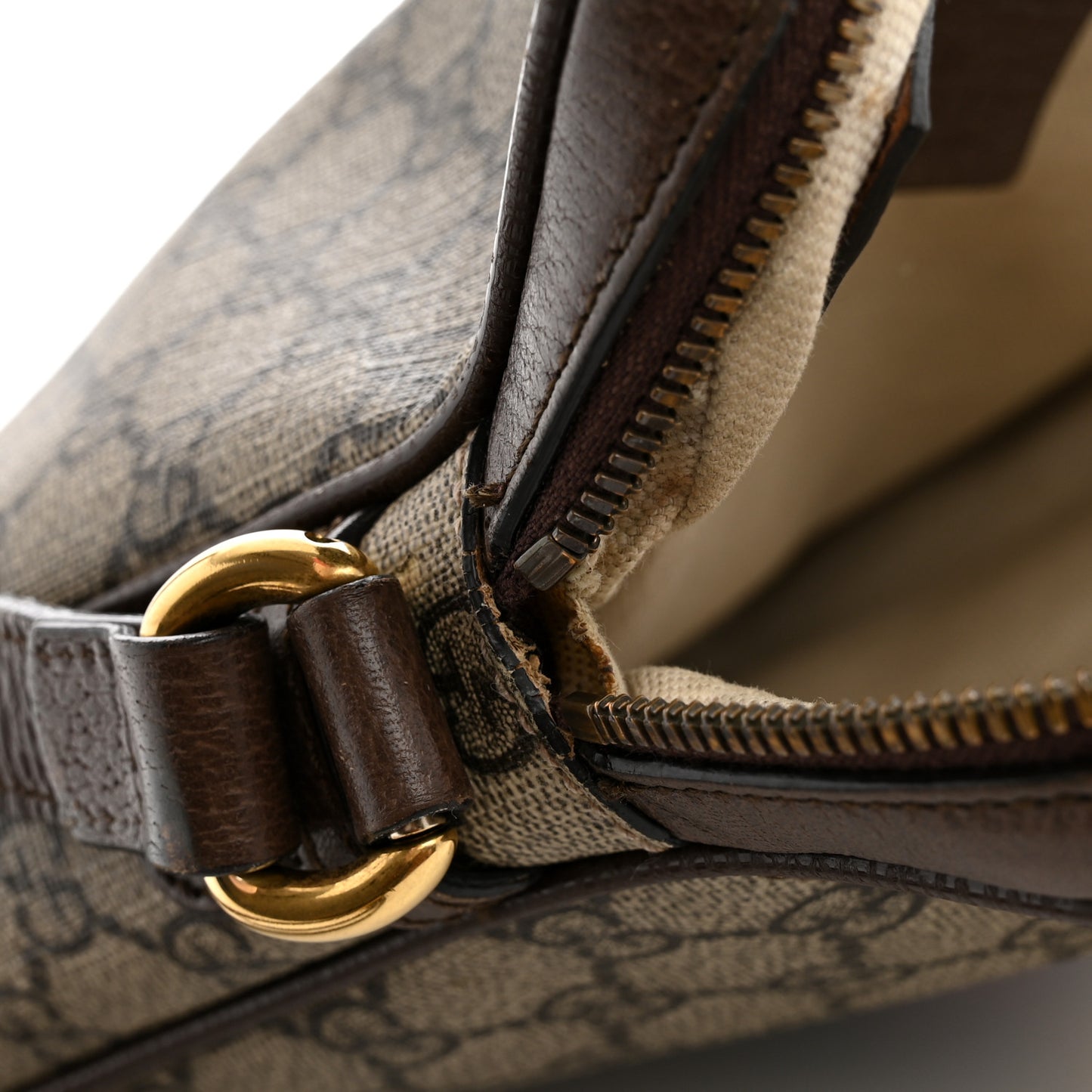 GG Supreme Monogram Web Small Ophidia Messenger Bag Brown