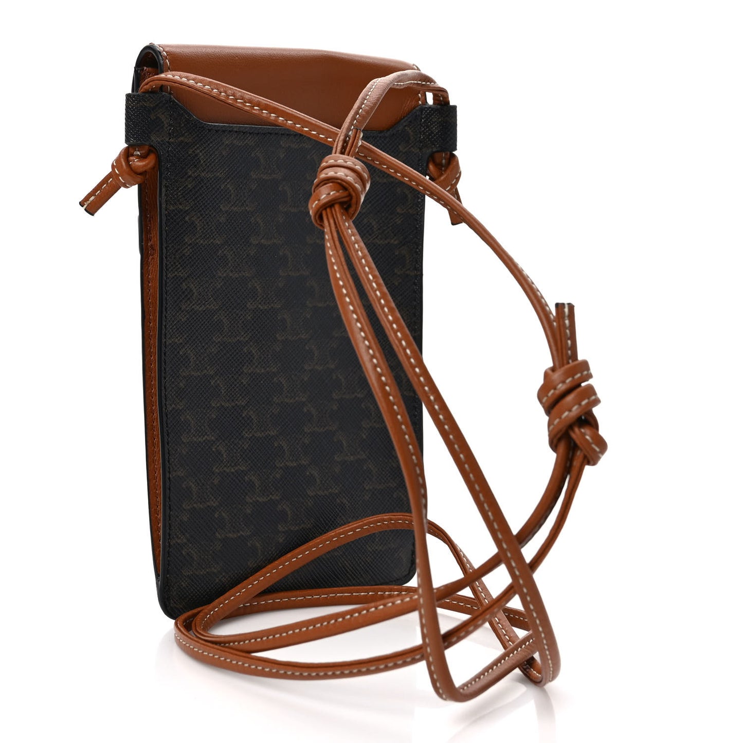 Triomphe Canvas Lambskin Phone Pouch With Flap Tan