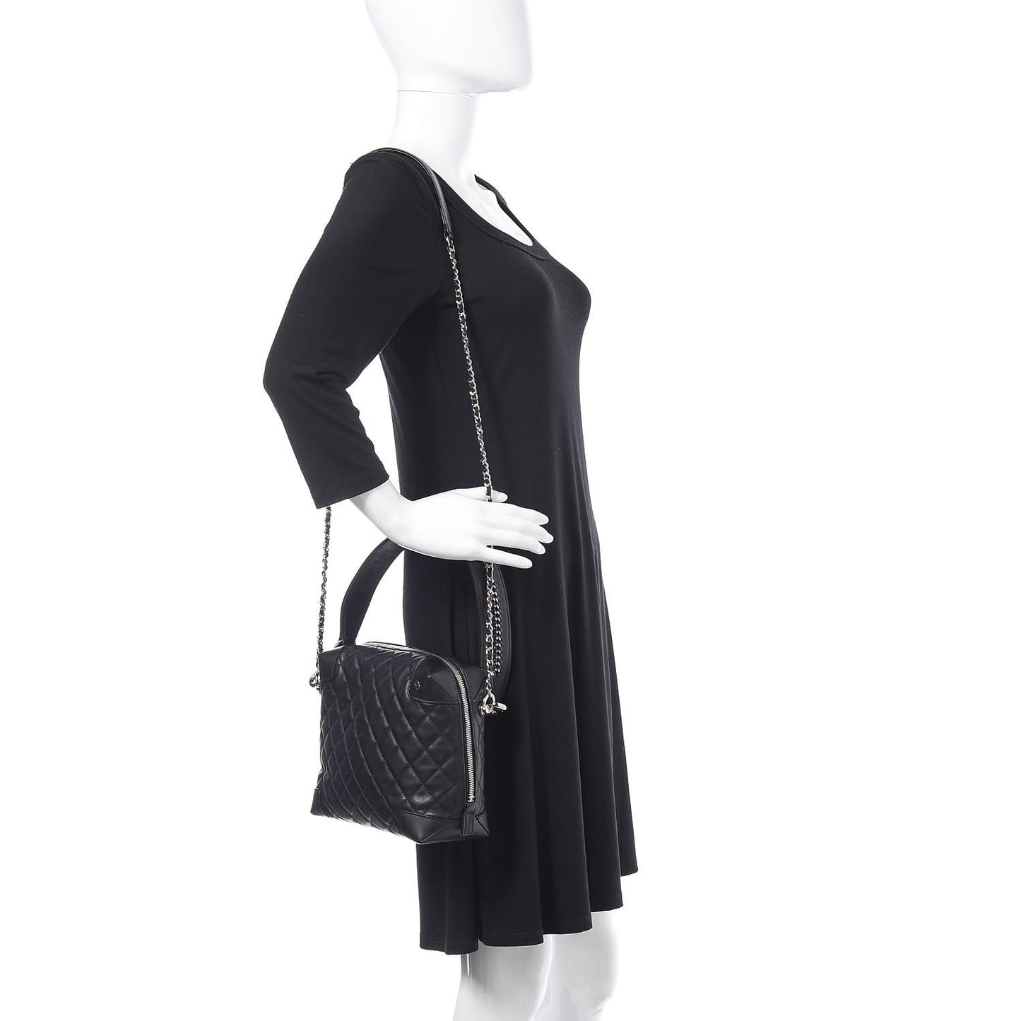 Lambskin Quilted Messenger Bag Black