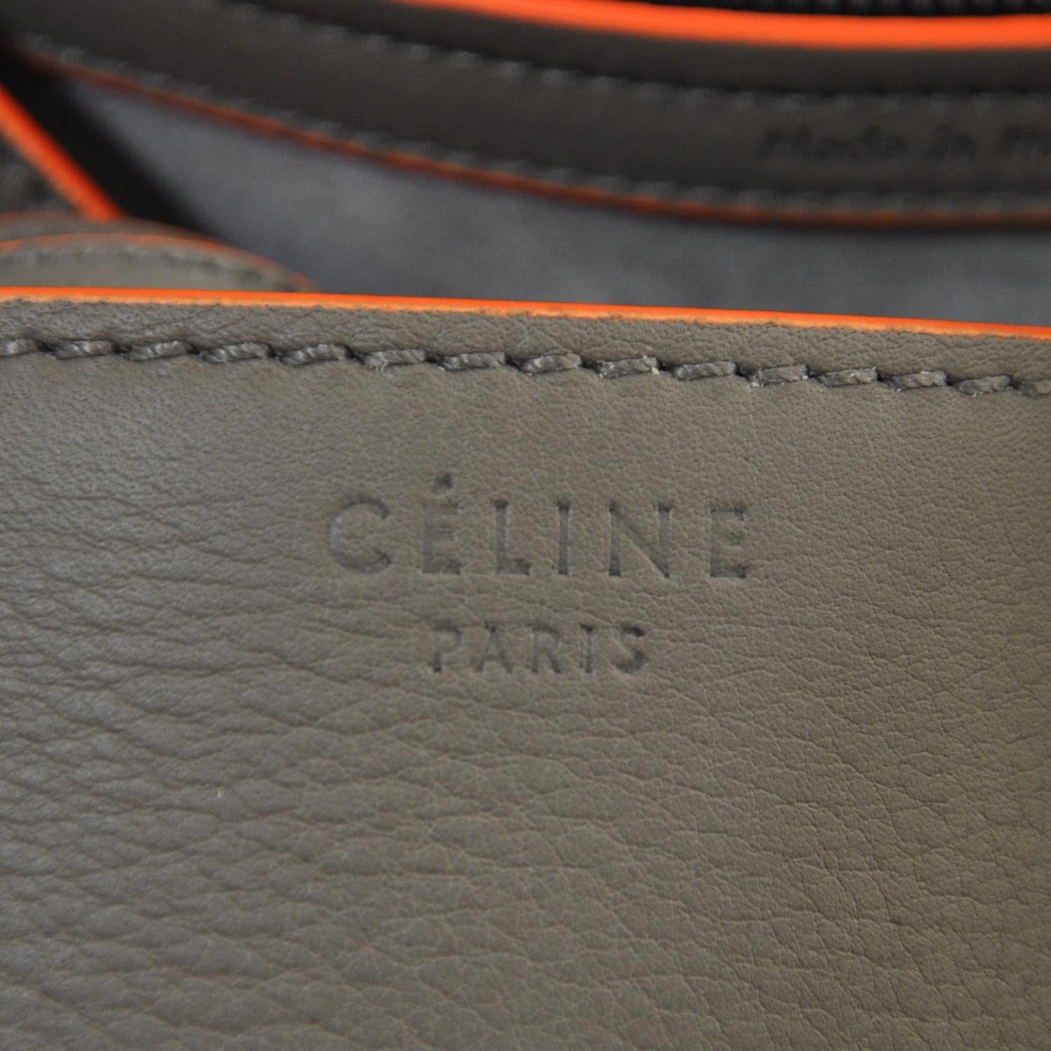 Celine Smooth Calfskin Large Phantom Luggage Grey Orange 9 of 9